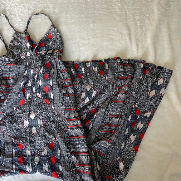 Gypsy 05 Silk Maxi Dress with Red and Black Geometric Design - Picture 2 of 8